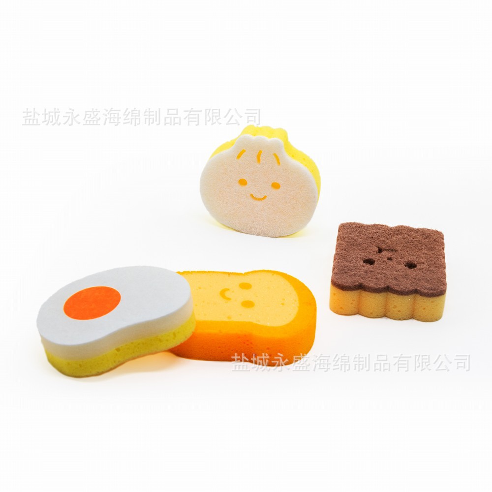 bread water uptake sponge Two-sided clean Baijie cloth Sponge lovely toast Dishwasher Sponge