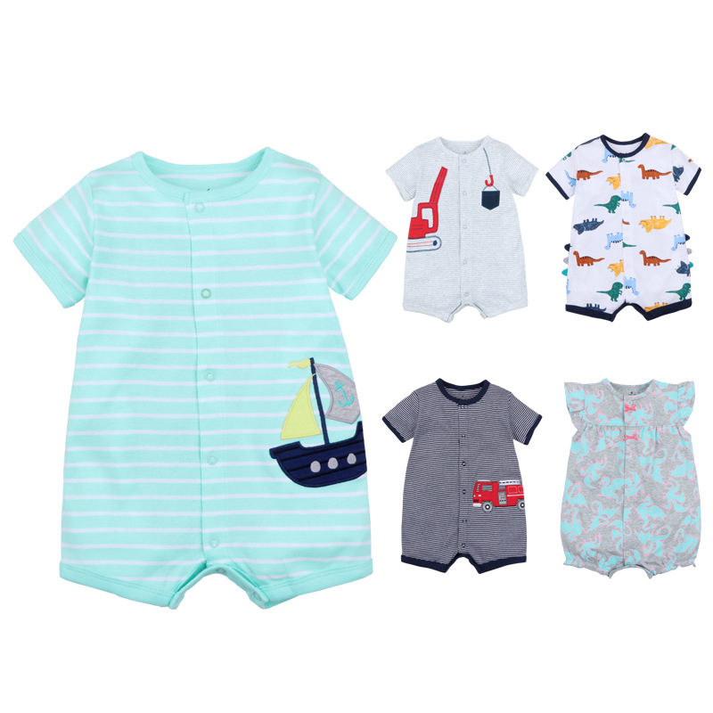 Cross border 20 summer new pattern Infants pure cotton Short sleeved one-piece garment Newborn Romper men and women baby go out Climbing clothes