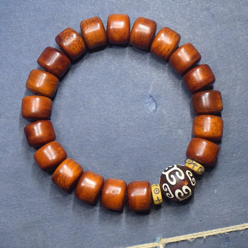 Tibetan old material men's yak bone bead bracelet frying beef bone with back pattern Tianzhu ethnic style bracelet