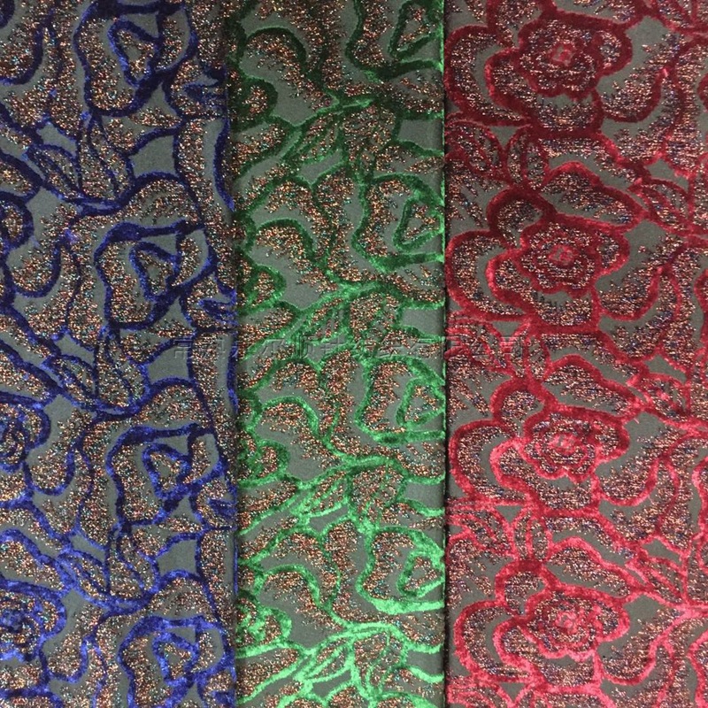 秋冬新款彩金提花复合超柔布 银狐绒 旗袍用加厚七彩提花金丝绒布