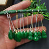 Fashionable green long earrings jade heart-shaped