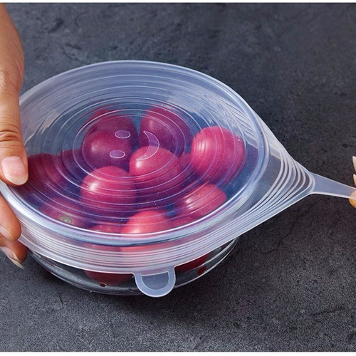 6-piece set of silicone fresh-keeping lids, bowl lids, refrigerator cling film, kitchen lids, food-grade silicone lids
