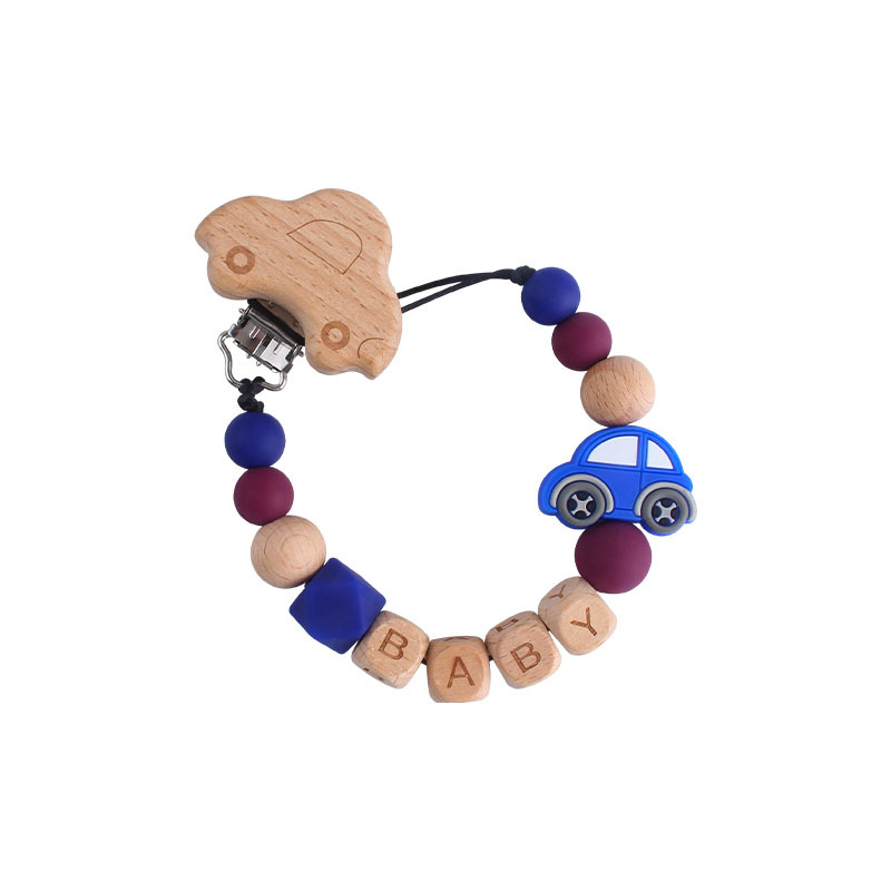 Nueva haya coche chupete clip DIY creativo de dibujos animados de silicona coche bebé nombre chupete cadena