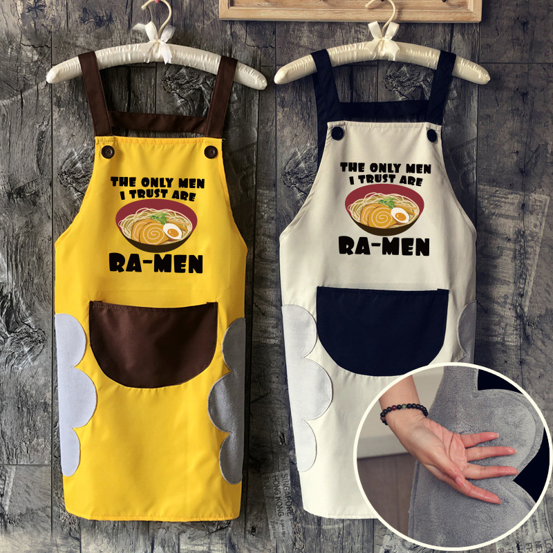 Lindo delantal doméstico de la pareja cocina impermeable a prueba de aceite de la moda de las mujeres ropa de trabajo japonesa sobretodo Impresión de logotipo impreso