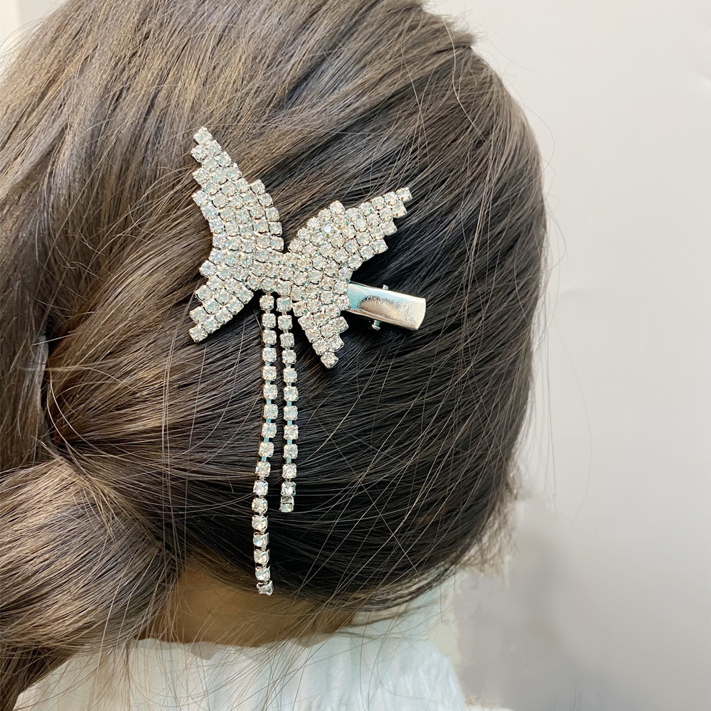 Épingle À Cheveux Pompon Papillon Sertie De Diamants display picture 3