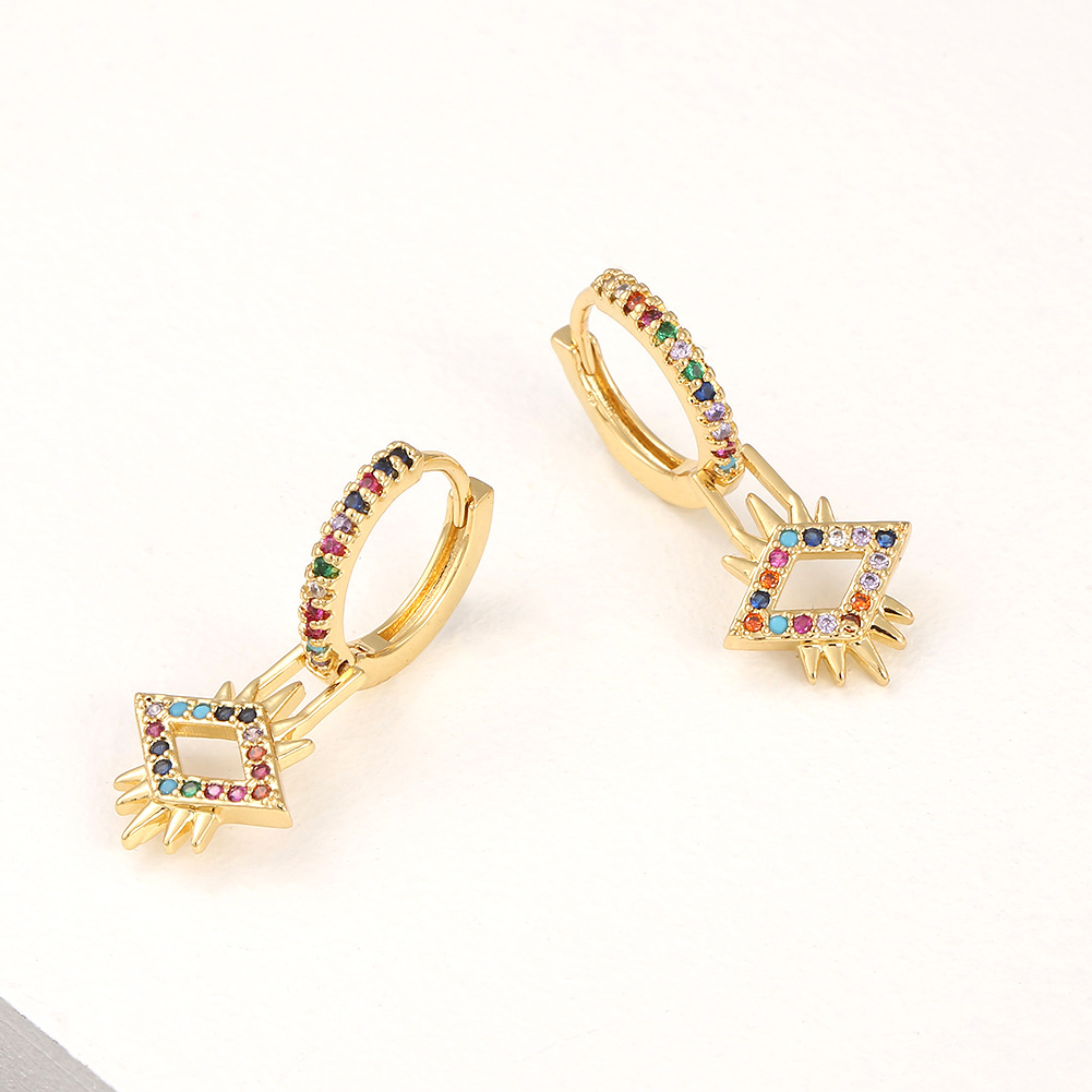 Fashion Geometric Color Zircon Earrings display picture 3