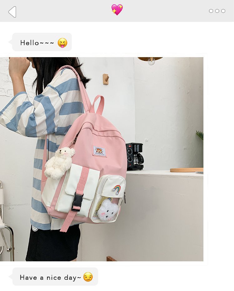 Korean Student Hit Color Backpack Soft School Bag display picture 3