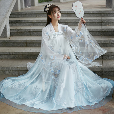 Chinese ming qing tang hanfu embroidered fairy dress, breast length Ru skirt, ancient dance dress Hanfu female adult