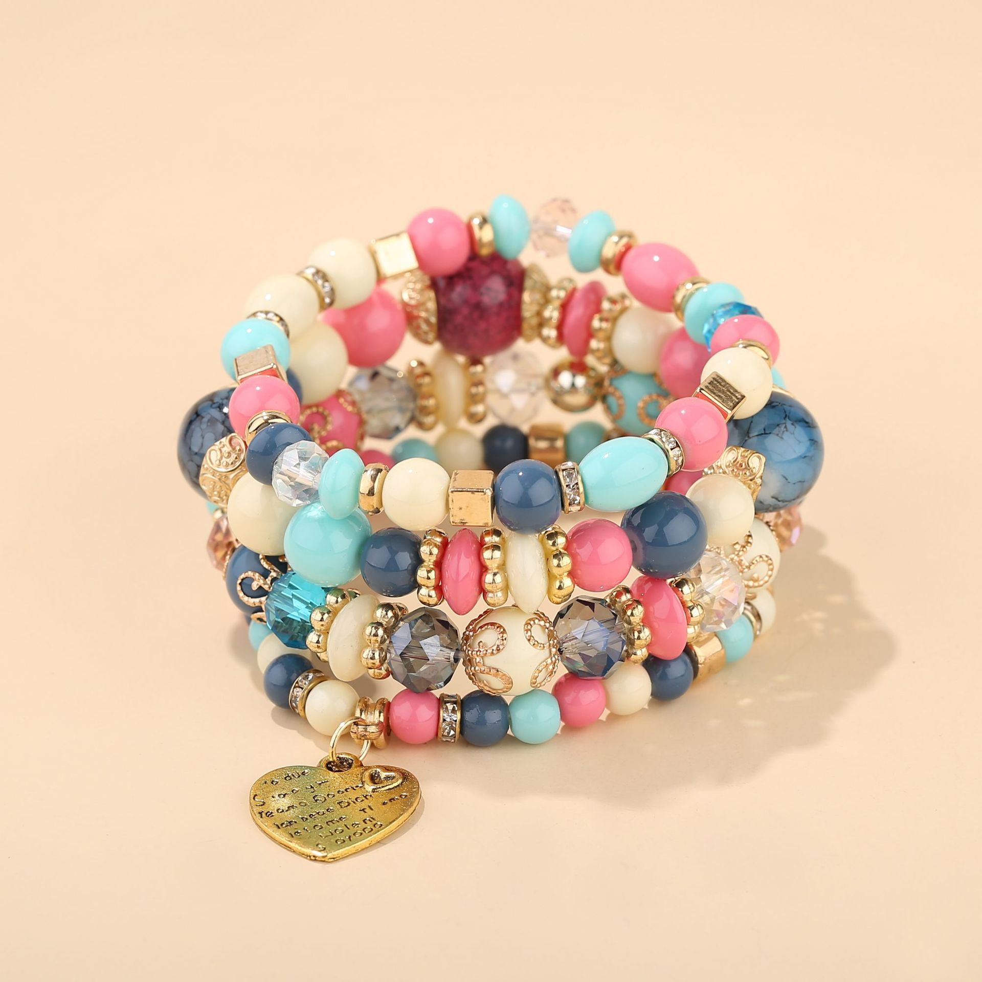 Ethnic Style Heart Shape Artificial Crystal Beaded Women's Bracelets 1 Piece display picture 2