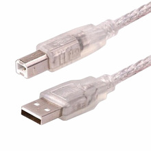 USB透明白打印线打印线批发USB2.0标准公头转B型公头打印机连接线