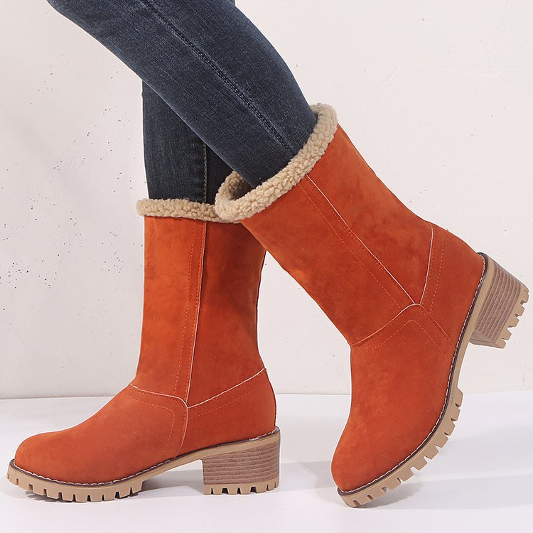 warm mid-heel round toe cotton snow boots NSYBJ139088