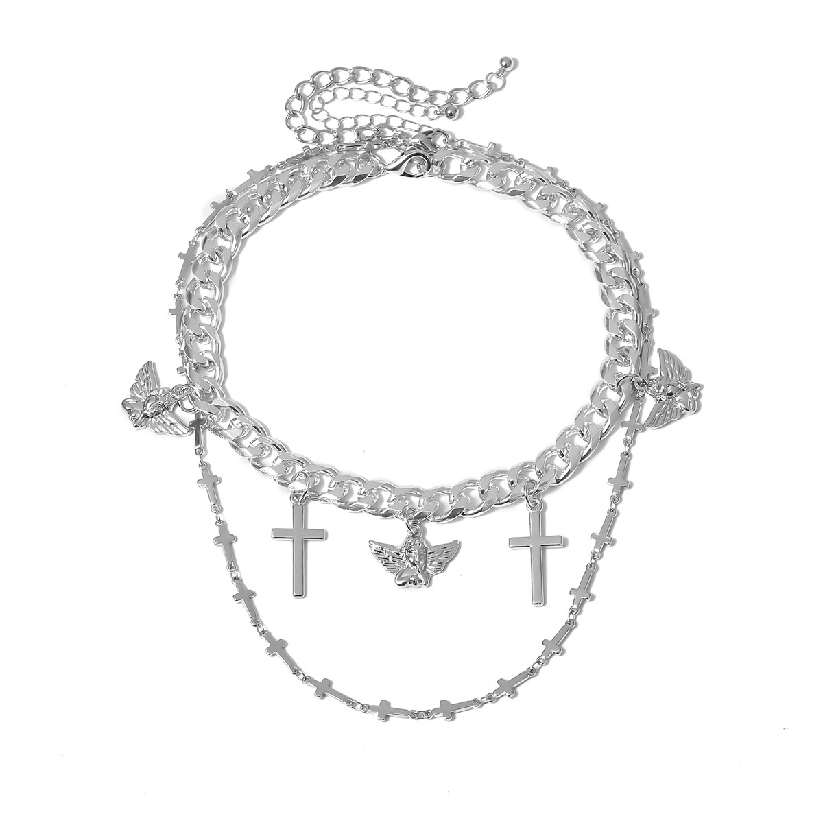 Hip-hop Necklace Cross Multi-layer Women's Suit Necklace display picture 8