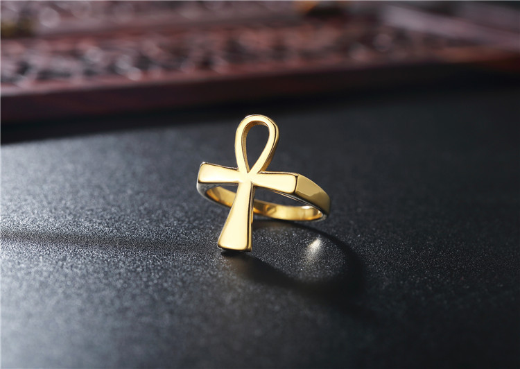 Rings Classification 13, 7 Ring Size 1 Piece Quantity Holiday, Daily Occasion Wholesale Jewelry Casual Simple Style Cross 304 Stainless Steel 18K Gold Plated Rings