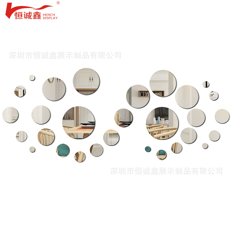 厂价直销亚克力圆形镜面贴 环保PMMA墙贴 银色压克力镜子现货直供|ms