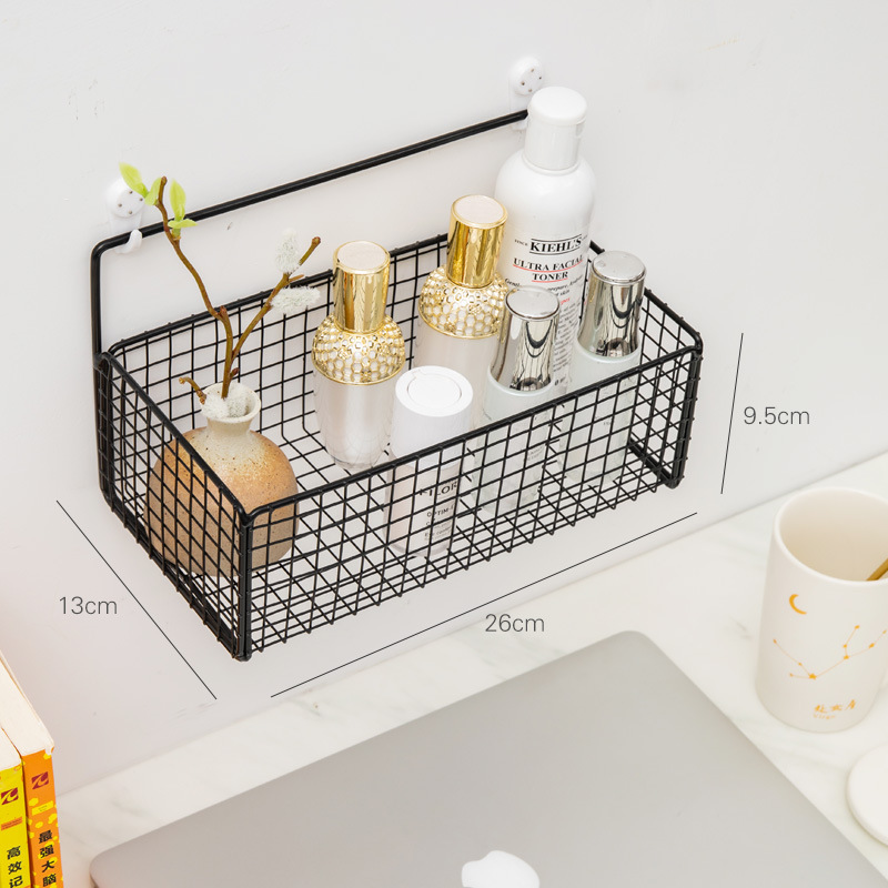 Rack de almacenamiento de baño directo de fábrica sin perforar montado en la pared de almacenamiento de hierro rack de almacenamiento de cocina y baño