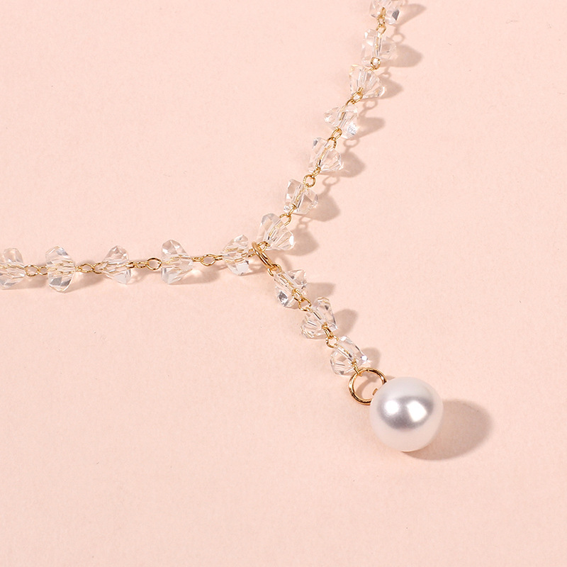 Coren court dames cristal collier clavicule chane cou tour de cou gland perle pendentif en gros nihaojewelrypicture5