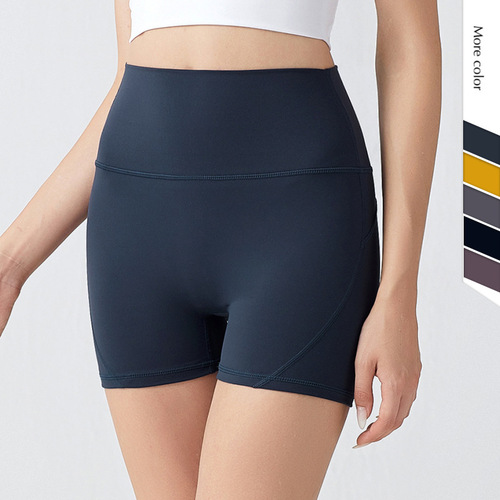  New European and American one-piece embarrassment-free yoga shorts for women, peach hip-lifting, quick-drying, tight-fitting sports three-point pants