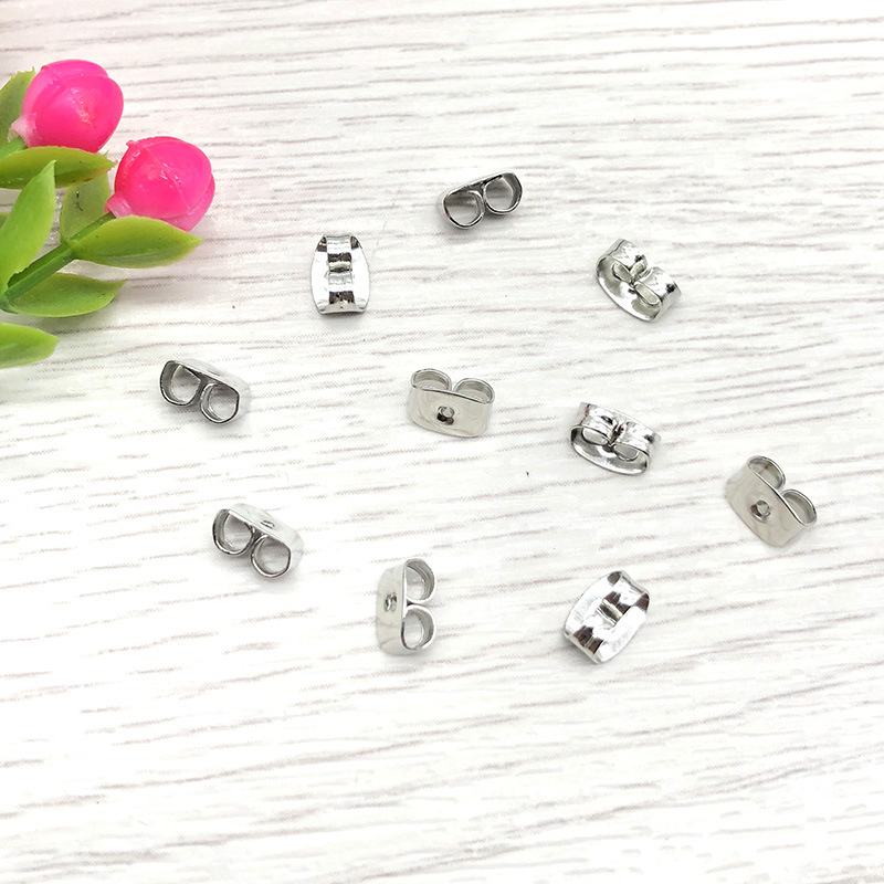 5*3.5mm, 6*4.5mm Jewelry Making Size DIY Jewelry Accessories Classification 100 PCS/Package 5*3.5mm 6*4.5mm Metal Solid Color Ear Nuts
