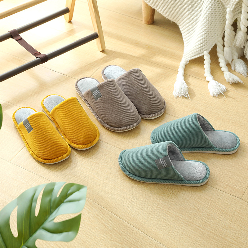 Cotton shoes female home autumn and winter indoor holding warm couple homing home anti-skating thick bottom monthly slippers men's winter