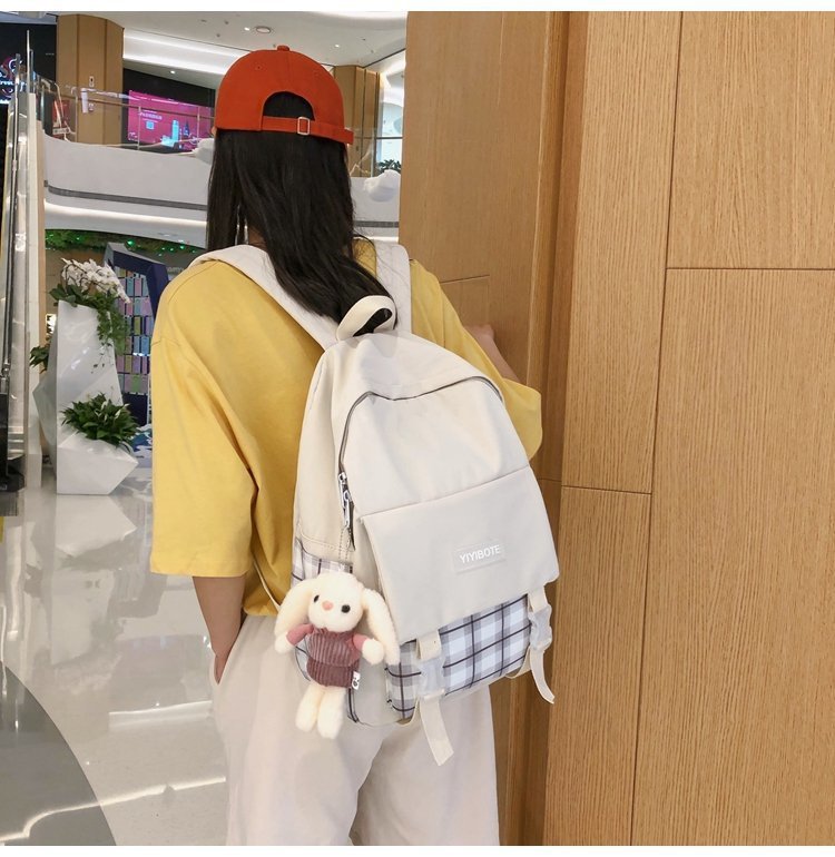 Schoolbag Korean Fashion Harajuku Cute Girl Student Small Fresh Contrast Color Plaid Backpack  Wholesale Nihaojewelry display picture 12