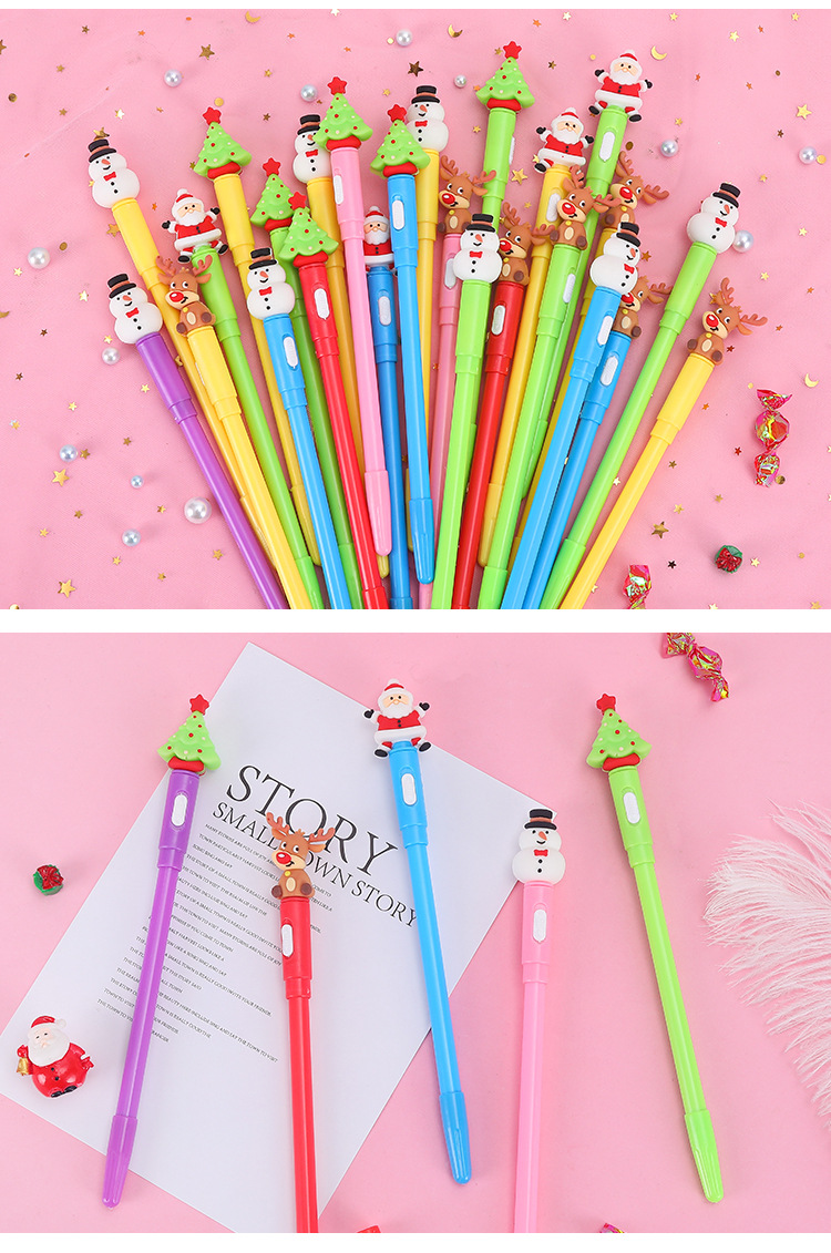 Christmas Creative Stationery Luminous Christmas Tree Snowman Ballpoint Pen 1pcs display picture 2