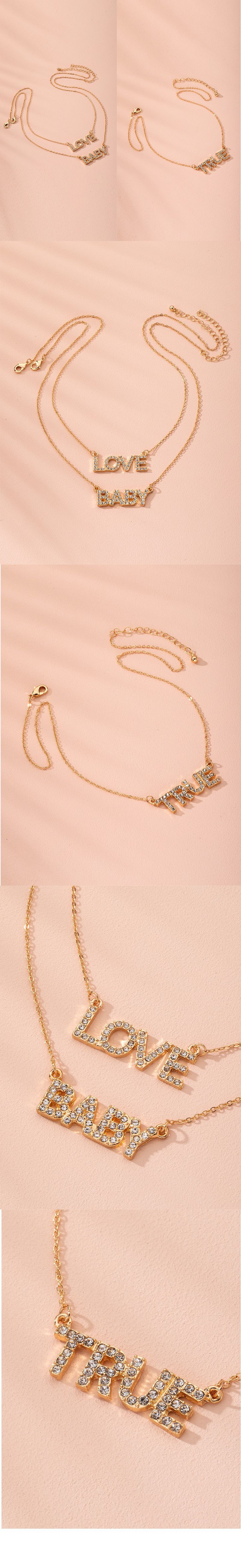 Collier De Lettre De Chaîne De Chandail De Disque De Diamant Simple De Mode En Gros Nihaojewelry display picture 1