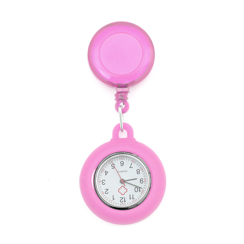Reloj de enfermera de hebilla fácil de tirar Reloj colgante portátil de enfermera de hospital dial redondo puntero luminoso reloj de pecho retráctil reloj de bolsillo para hombres y mujeres