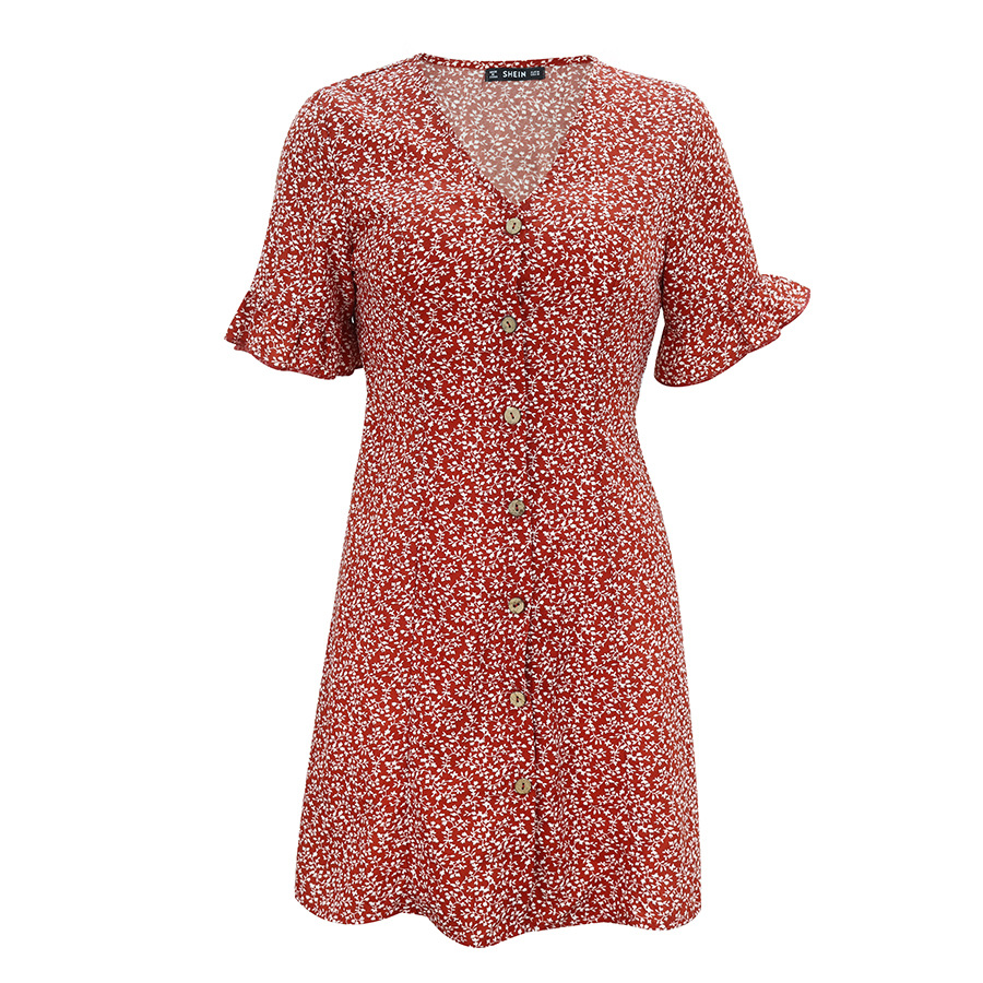  printed floral V-neck fashion casual dress NSAL2103