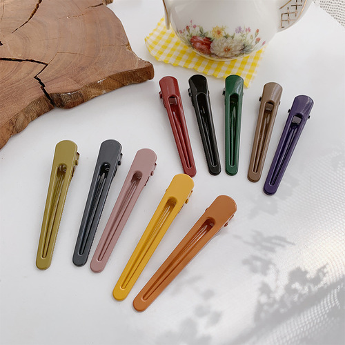 Korea-Japan Style Colorful Single-Strand Duckbill Clip, Women's Simple & Versatile Side Hairclip for Flyaways, Cyber-Influencer–Chic Forest-Style Top Clip