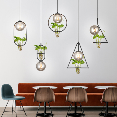 植物吊灯北欧创意绿植水培led灯酒店茶室咖啡厅阳台绿萝餐厅吊灯|ms