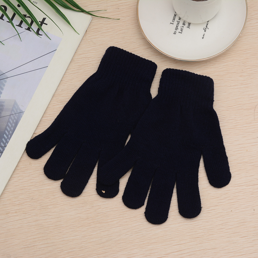 纯色腈纶魔术手套针织厚款全指单色腈纶手套男女士手套批发