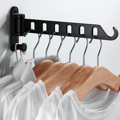 Punch-free aluminum clothes drying rack for home balcony indoor bathroom folding invisible cooling clothes rack wall-mounted telescopic clothes drying rod