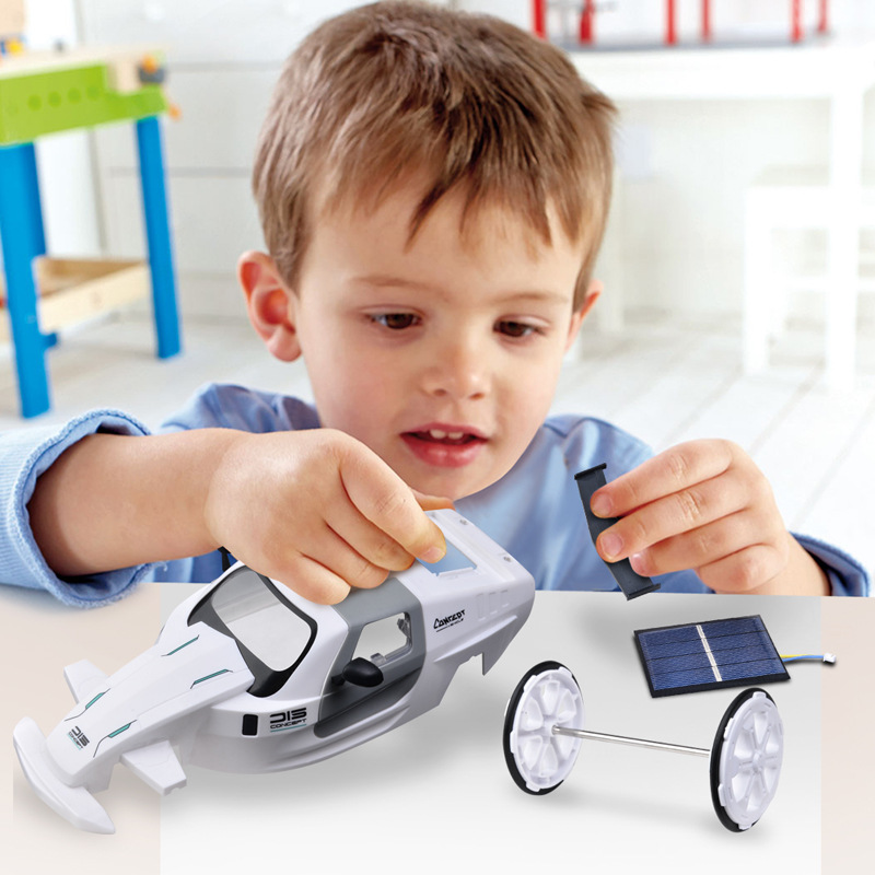 跨境儿童益智DIY拼装太阳能跑车玩具 STEM科教自装四轮驱动赛车