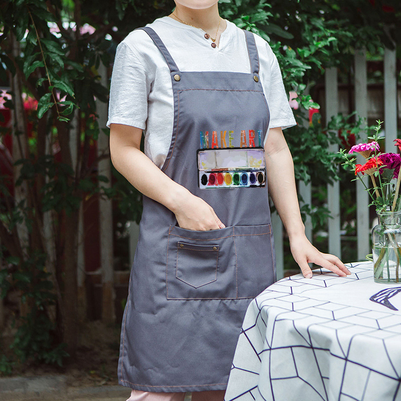 Simple pintura delantal mujer adulto estudiante de arte pintura al óleo antifouling casa sin mangas ropa de trabajo imprimible LOGO