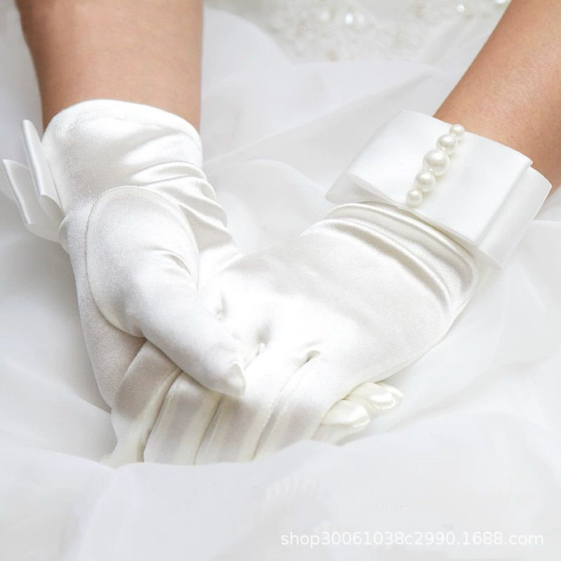 Gloves, wedding dress, accessory from pearl for bride