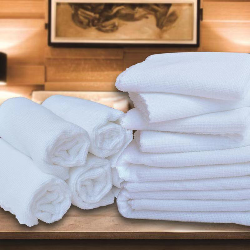 Factory wholesale Hotel Hotel fine fiber white towel 25*50cm warp knitted lace brushed small towel towel towel