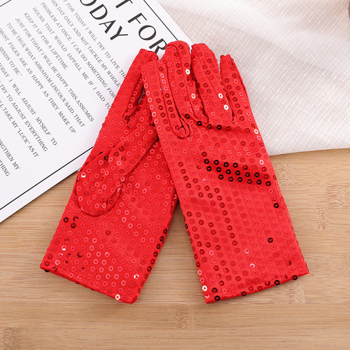Factory direct sales adult glittering sequined gloves for men and women performing adult dance stage sequined gloves wholesale