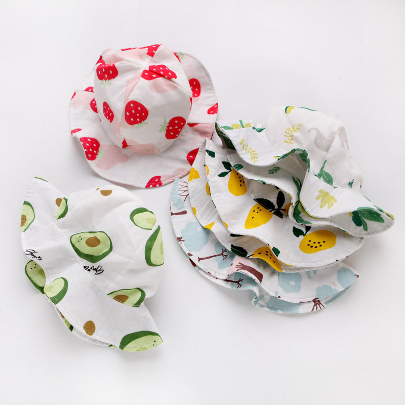 2020年春夏帽子新款纱布帽子花边卡通儿童帽婴儿帽花型帽新款