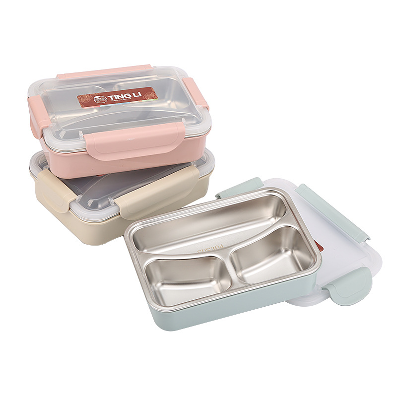 廠家直銷 批發 304不鏽鋼飯盒學生便當盒 塑料矽膠密封保溫快餐盒