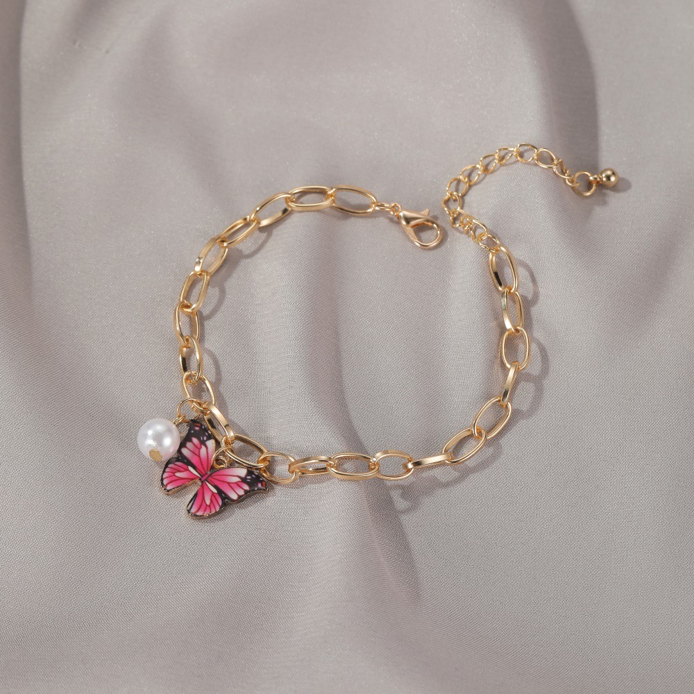 Nouveaux Bijoux Rêve Couleur Papillon Bracelet D&#39;été Créatif Perle Épaisse Chaîne Bracelet En Gros Nihaojewelry display picture 6