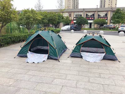 Outdoor supplies double-layer camping tent 2-3-4 people full-automatic tent Spring-type quick-opening sunscreen camping tent (Çadırlar) - green-215m-double