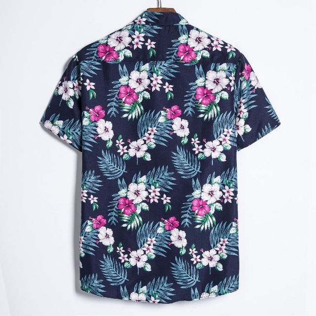 Casual fashion men’s loose floral shirt summer cardigan Beach Short Sleeve Shirt