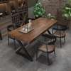 Industrial wind dining table and chair combination commercial dining shop milk tea shop table and chair restaurant solid wood iron art long square table