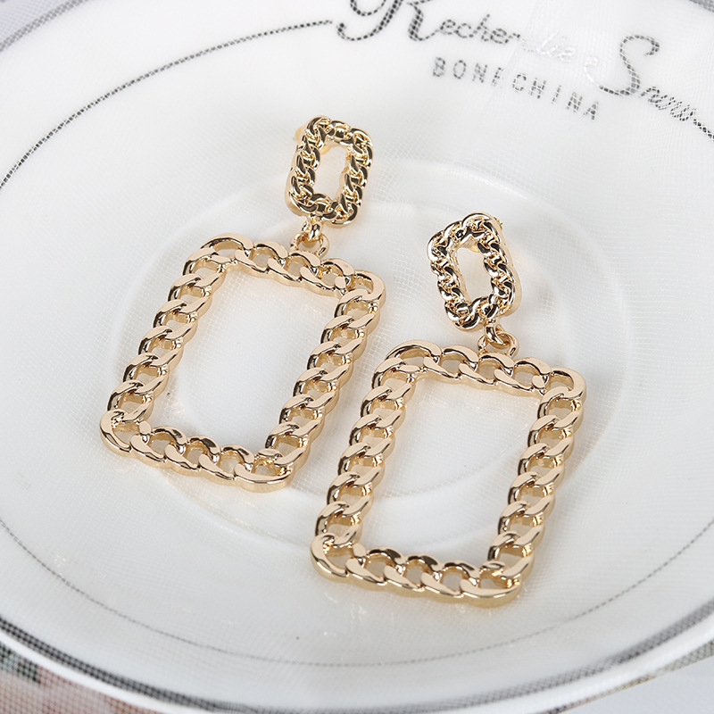 New S925 Silver Needle Stud Chain Buckle Long Alloy Earrings For Women display picture 8