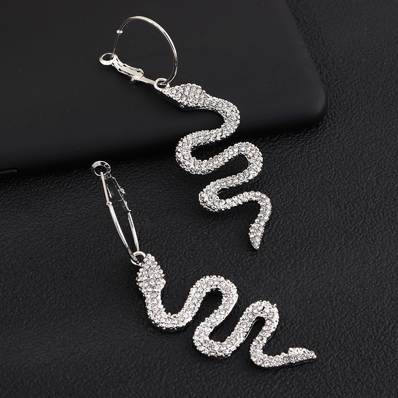 Fashion Jewelry Exaggerated Fashion Metal Diamond Snake Element Earrings Personality Wild Metal Earrings Wholesale Nihaojewelry display picture 12