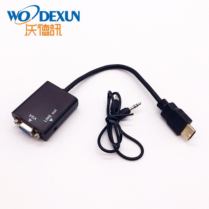 HDMI转VGA 转换线 凸头 带芯片 音频 hdmi转vga 转换器 厂家直销