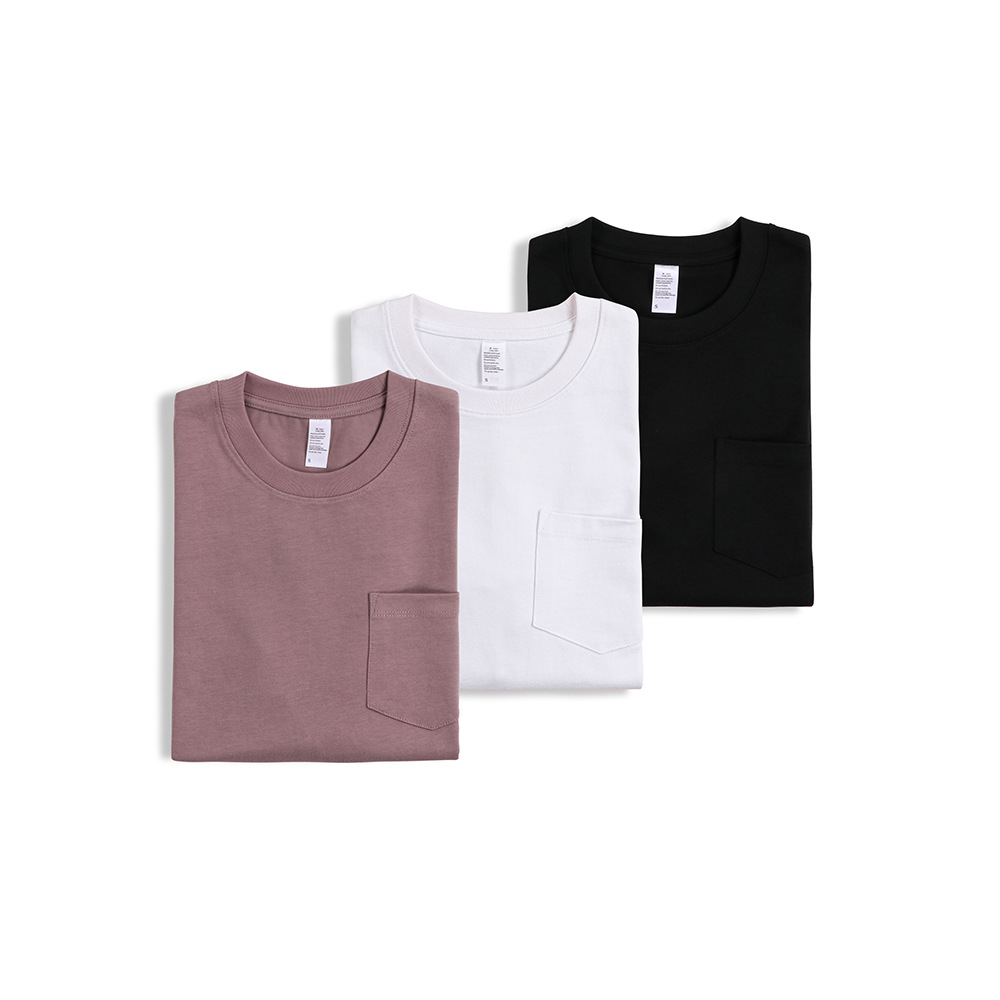 270g solar system Retro Heavy Solid pure cotton Explosive money Basic paragraph T-shirts Autumn and winter Base coat On behalf of