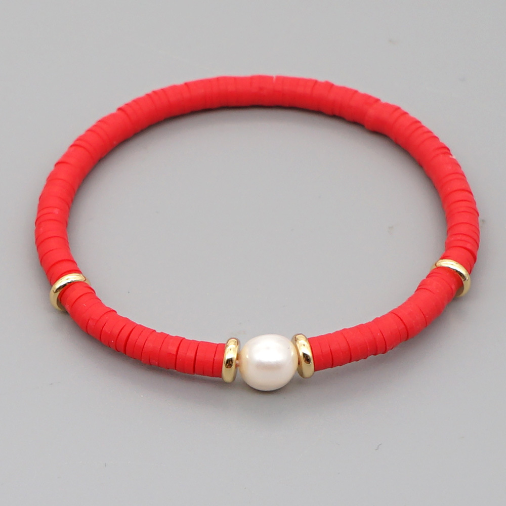 Fashion Bohemian Beach Style Natural Baroque Pearl Color Soft Ceramic Letter Bracelet For Women display picture 30