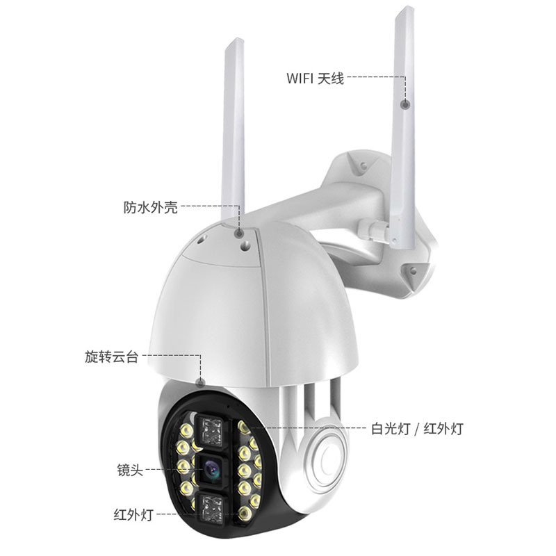 20灯球机室外防水监控器远程无线wifi网络全景高清夜视全彩