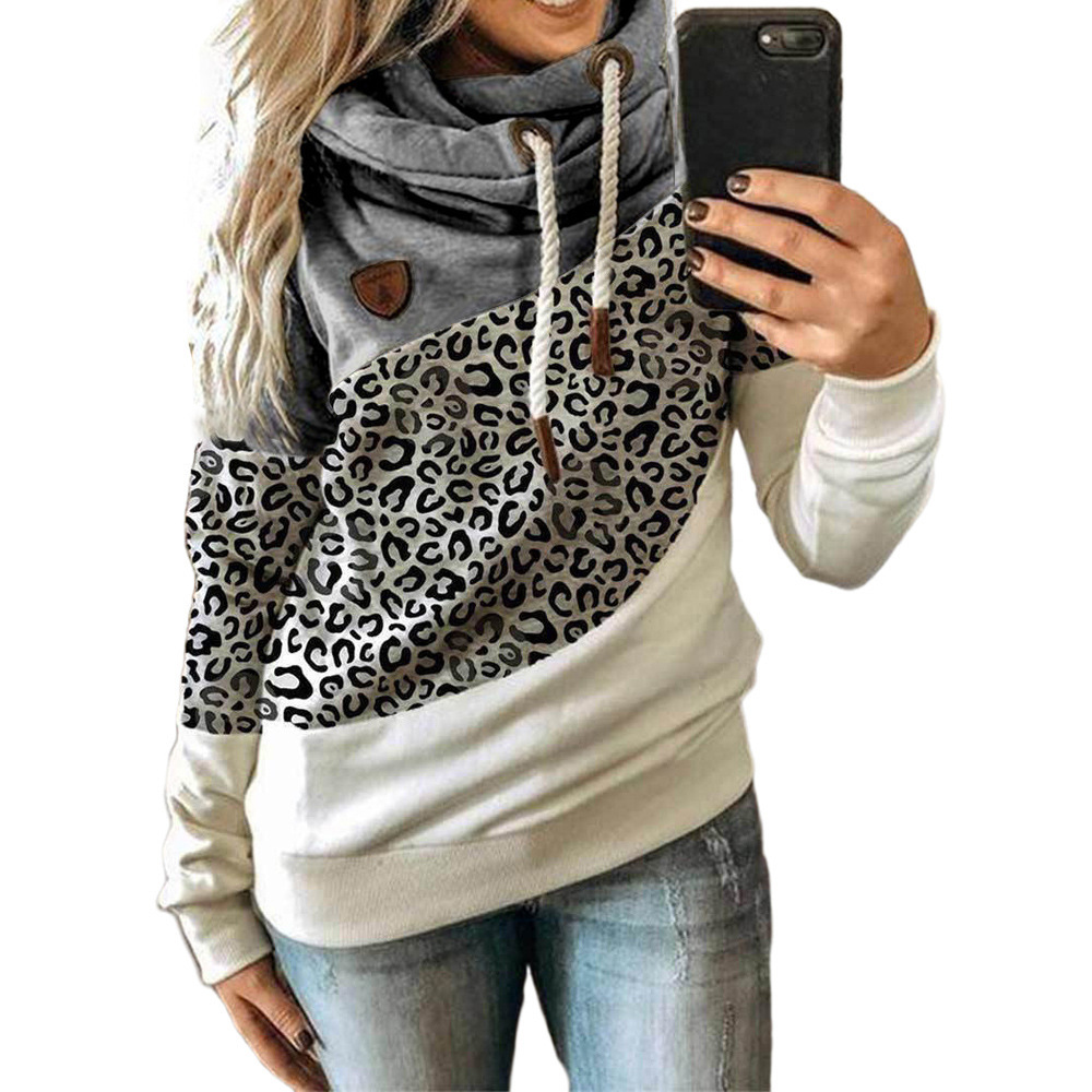 2020 Amazon Wish Europe and the United States cross-border trade autumn and winter new women's patchwork hat fleece loose hoodie